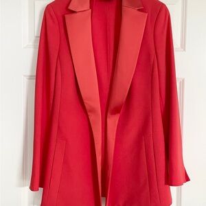 Akris Coral Red Women's Blazer - lightweight with satin/silk collar